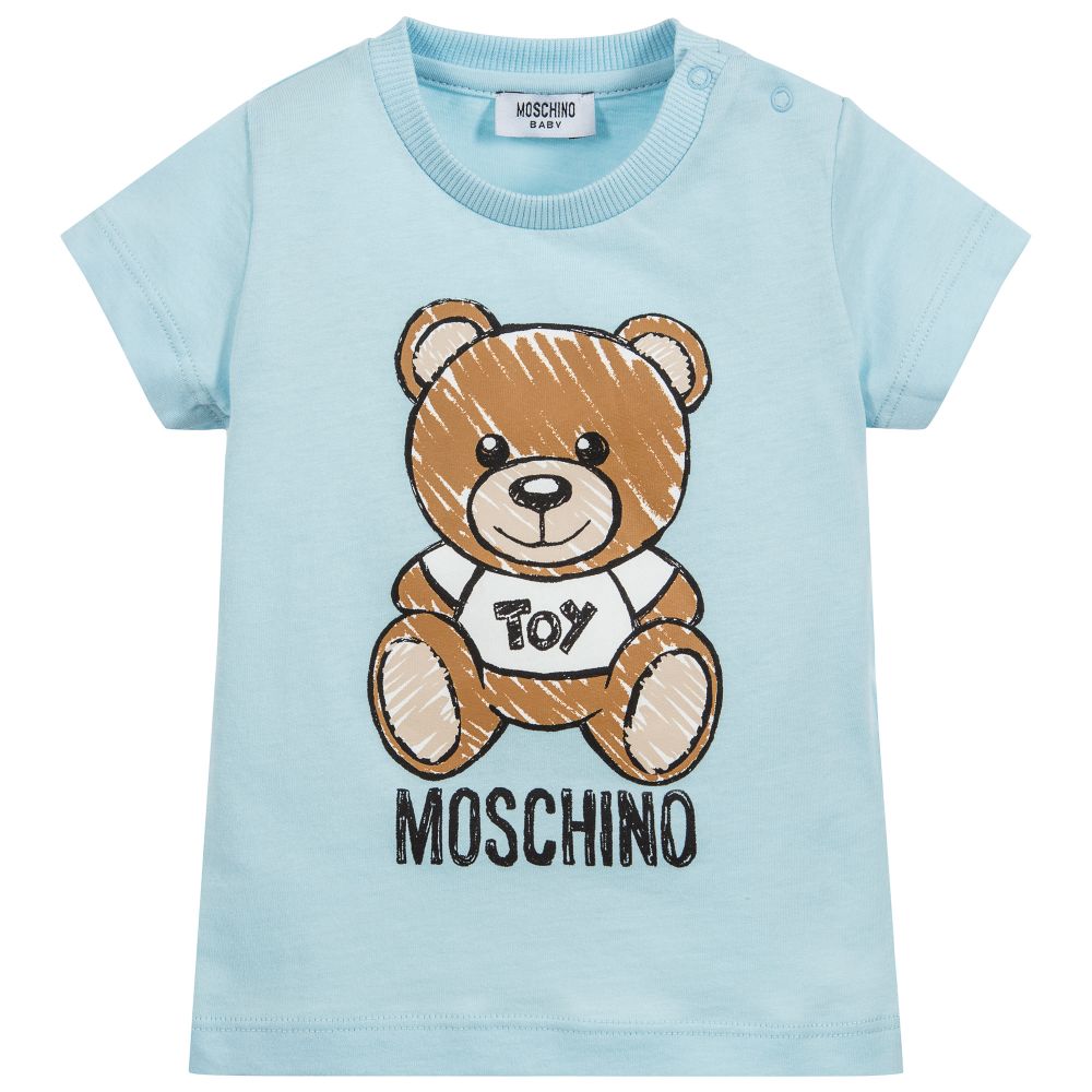 Baby Boys & Girls Light Blue Cotton T-shirt