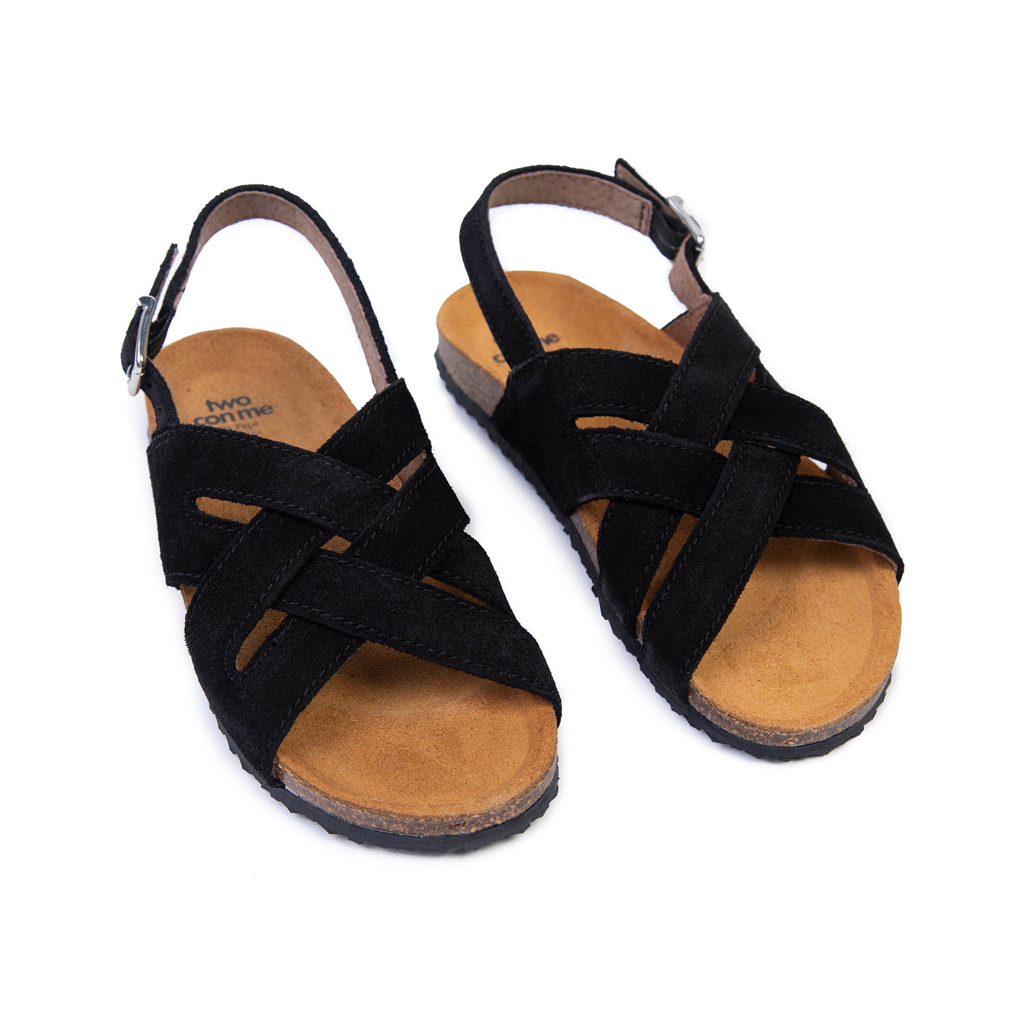 Boys & Girls Black Cut-out Sandals