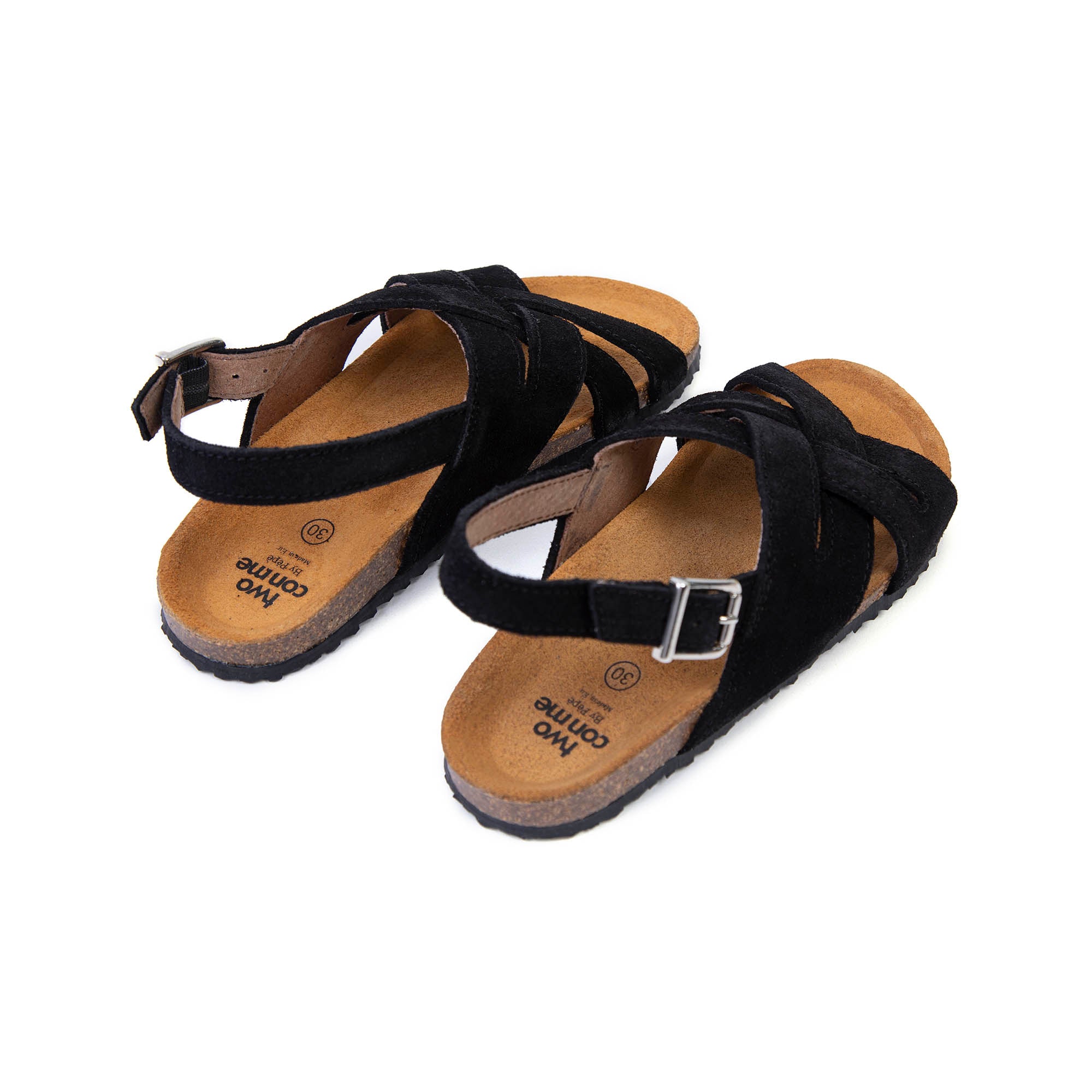 Boys & Girls Black Cut-out Sandals