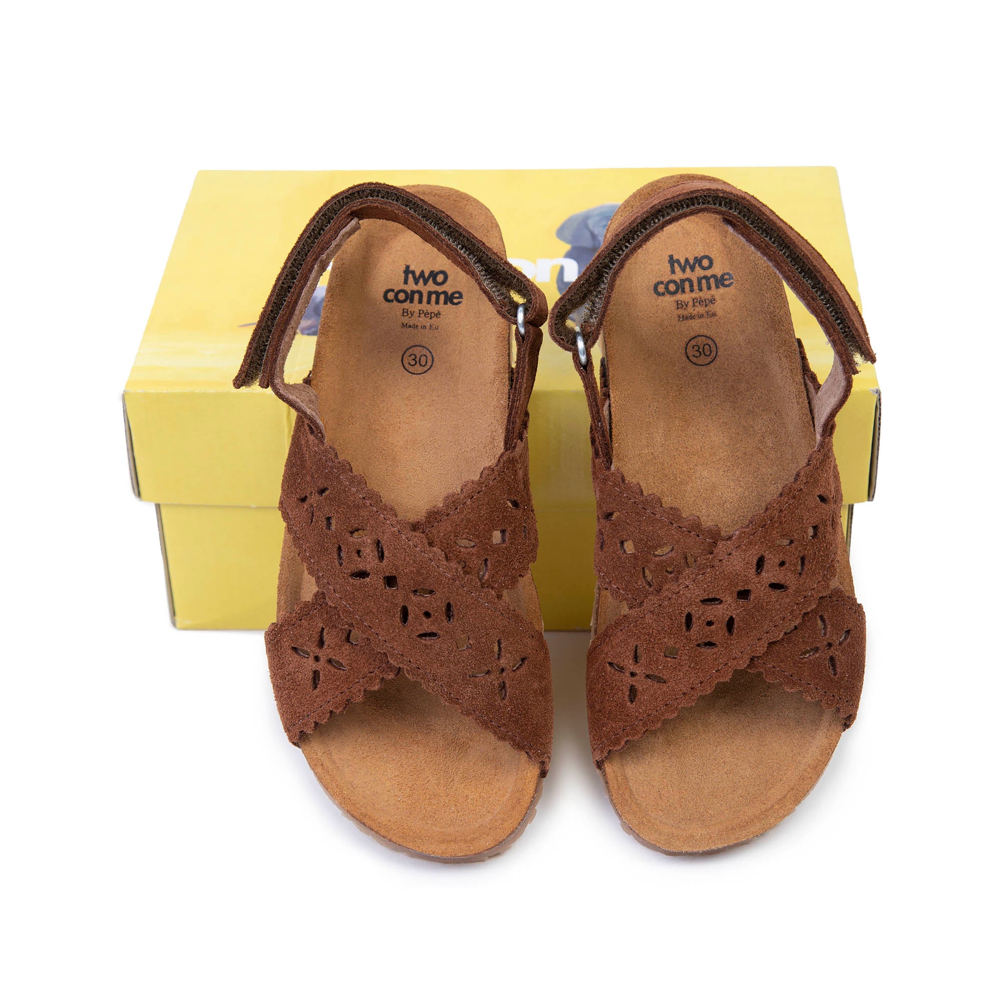 Boys & Girls Brown Cut-out Sandals