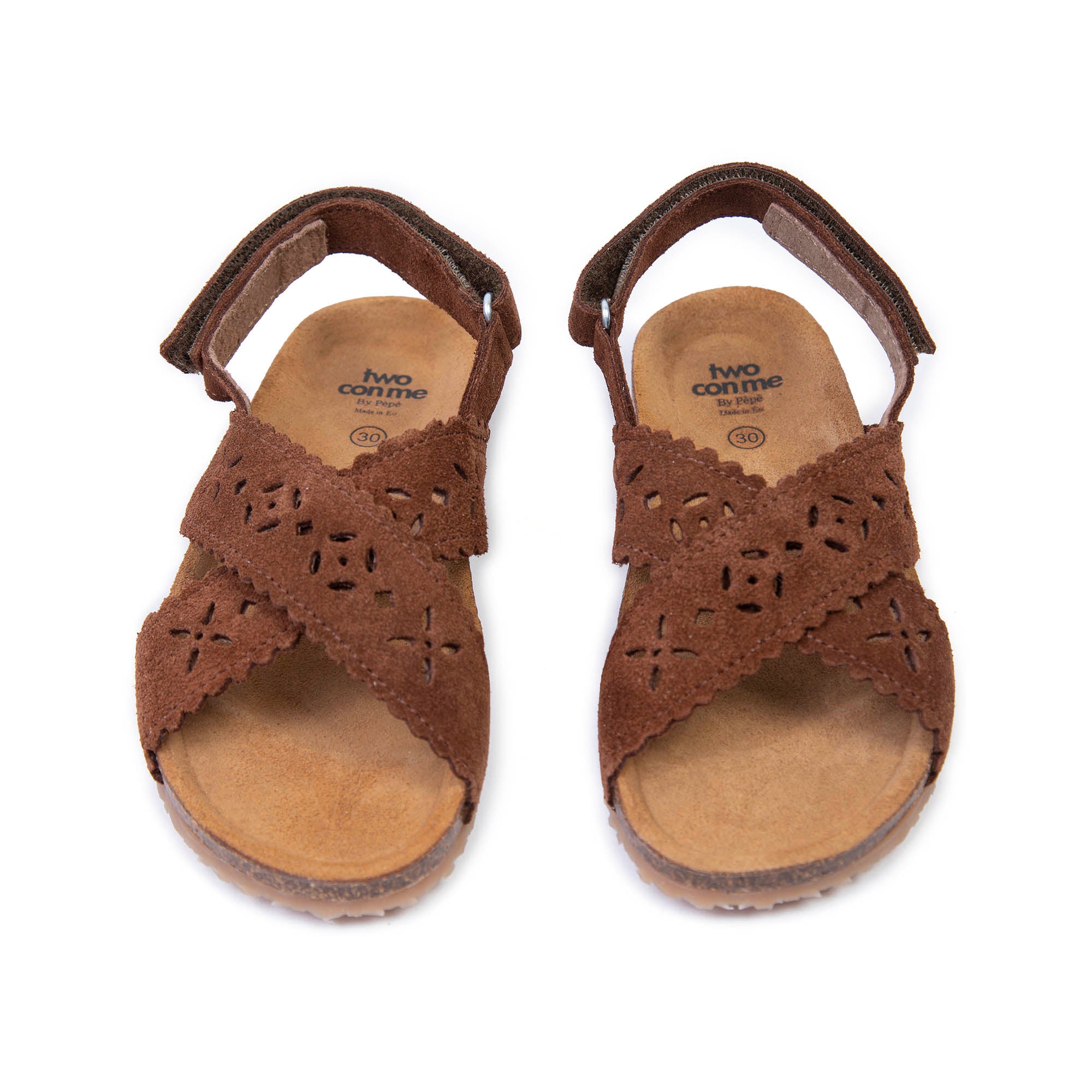 Boys & Girls Brown Cut-out Sandals