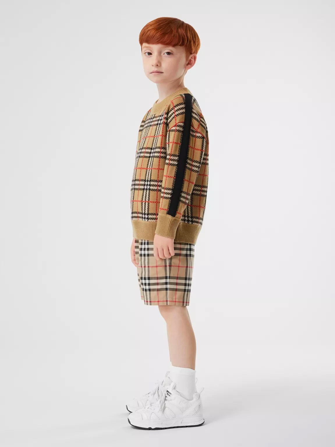 Boys & Girls Archive Beige Check Jumper