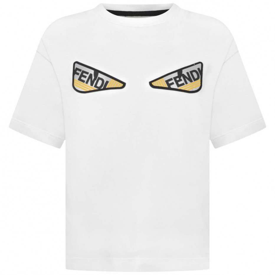 Boys White Eyes Cotton T-shirt