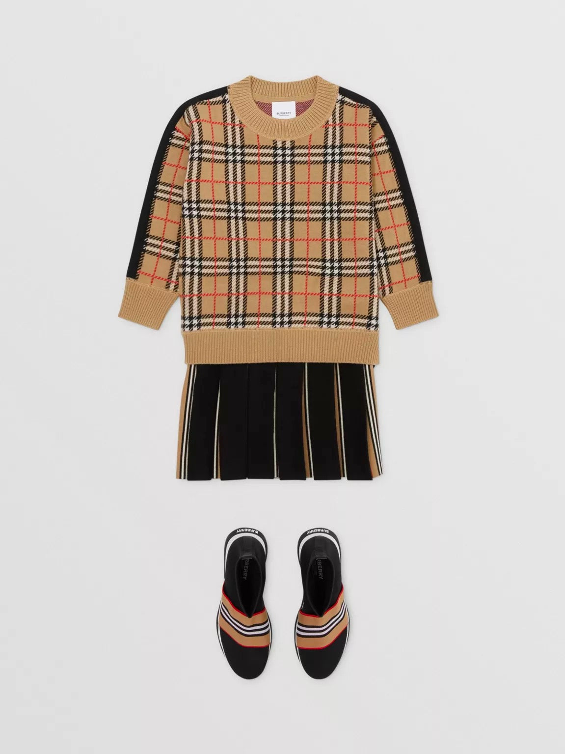 Boys & Girls Archive Beige Check Jumper