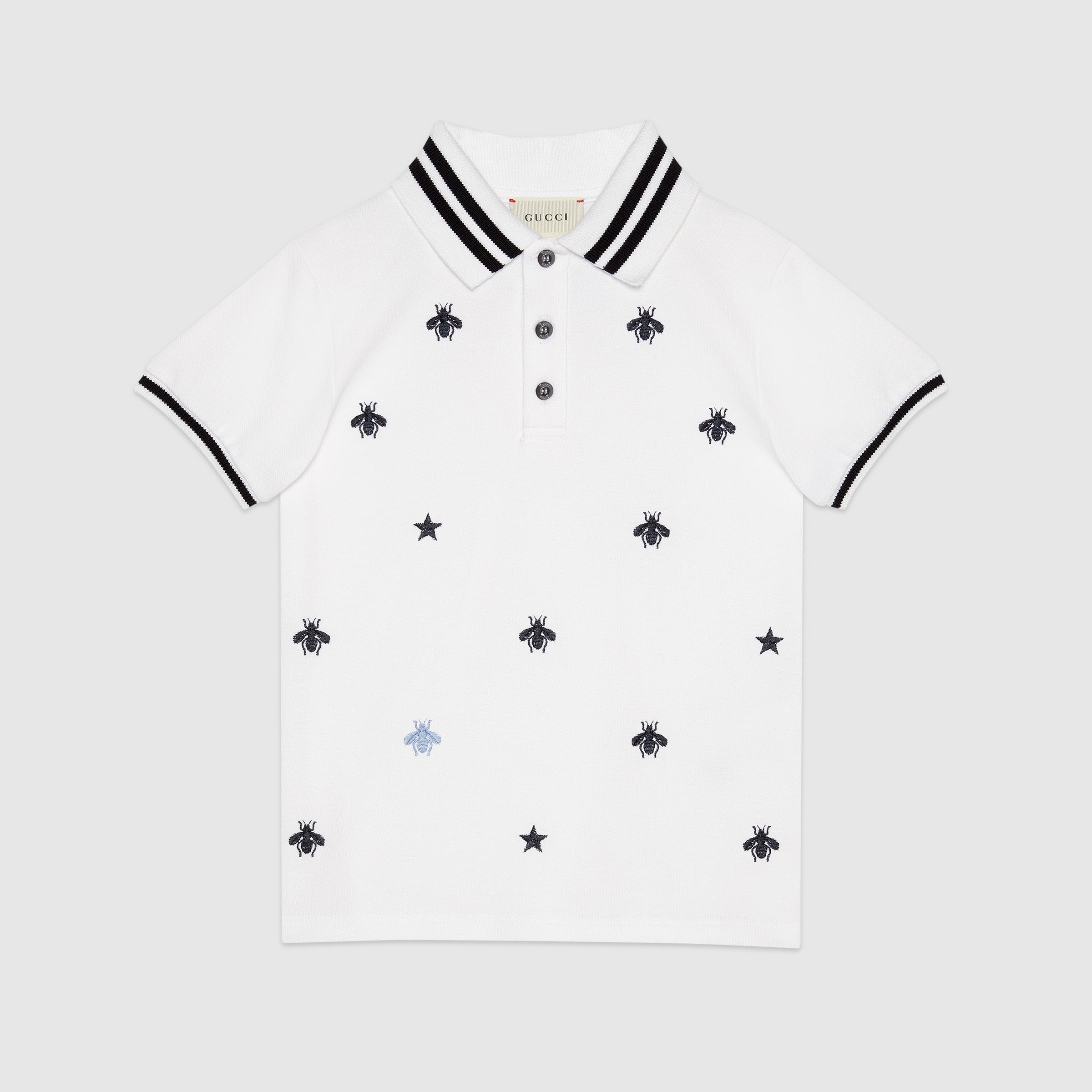 Boys White Polo Embroidery Cotton Shirt