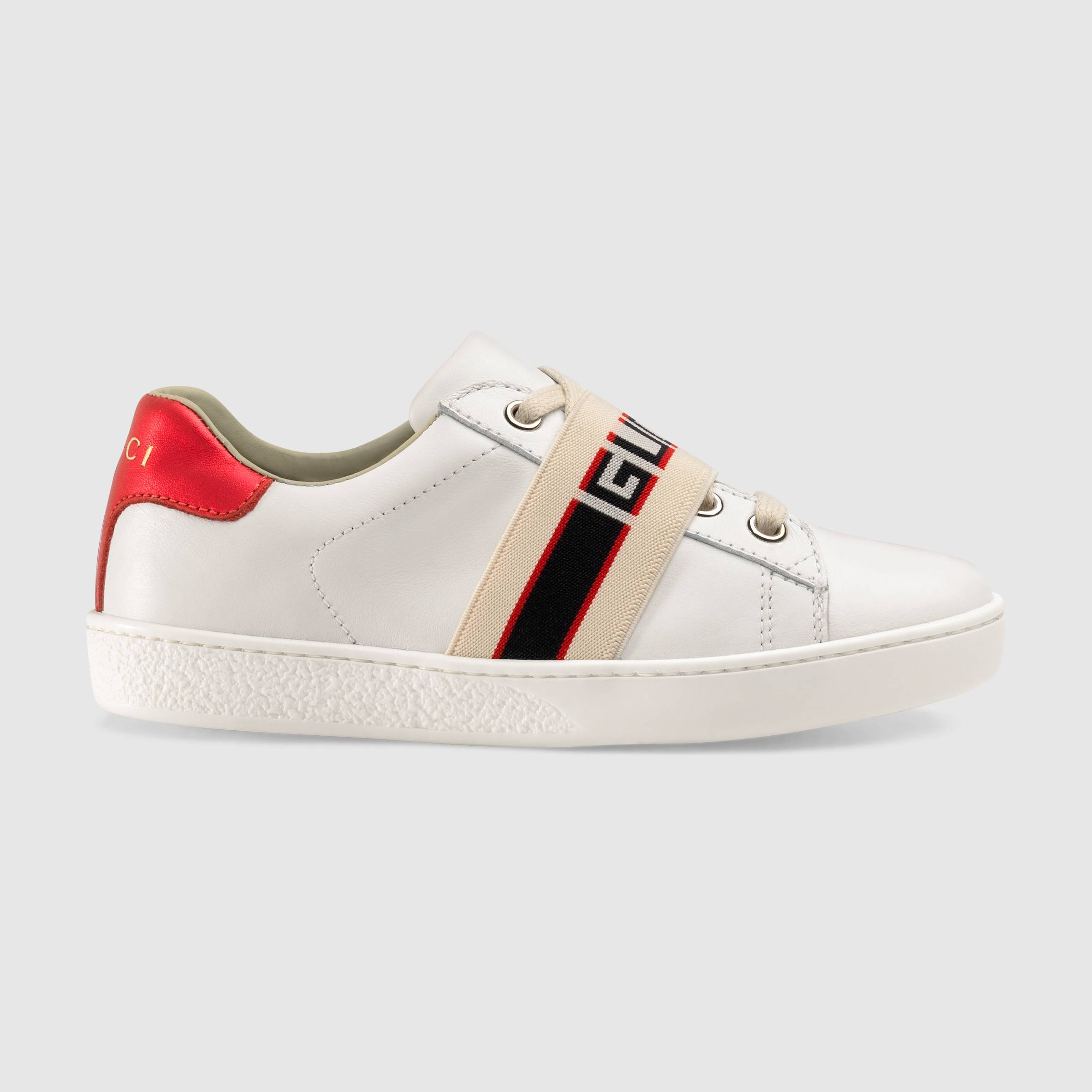 Boys & Girls White Logo Leather Shoes