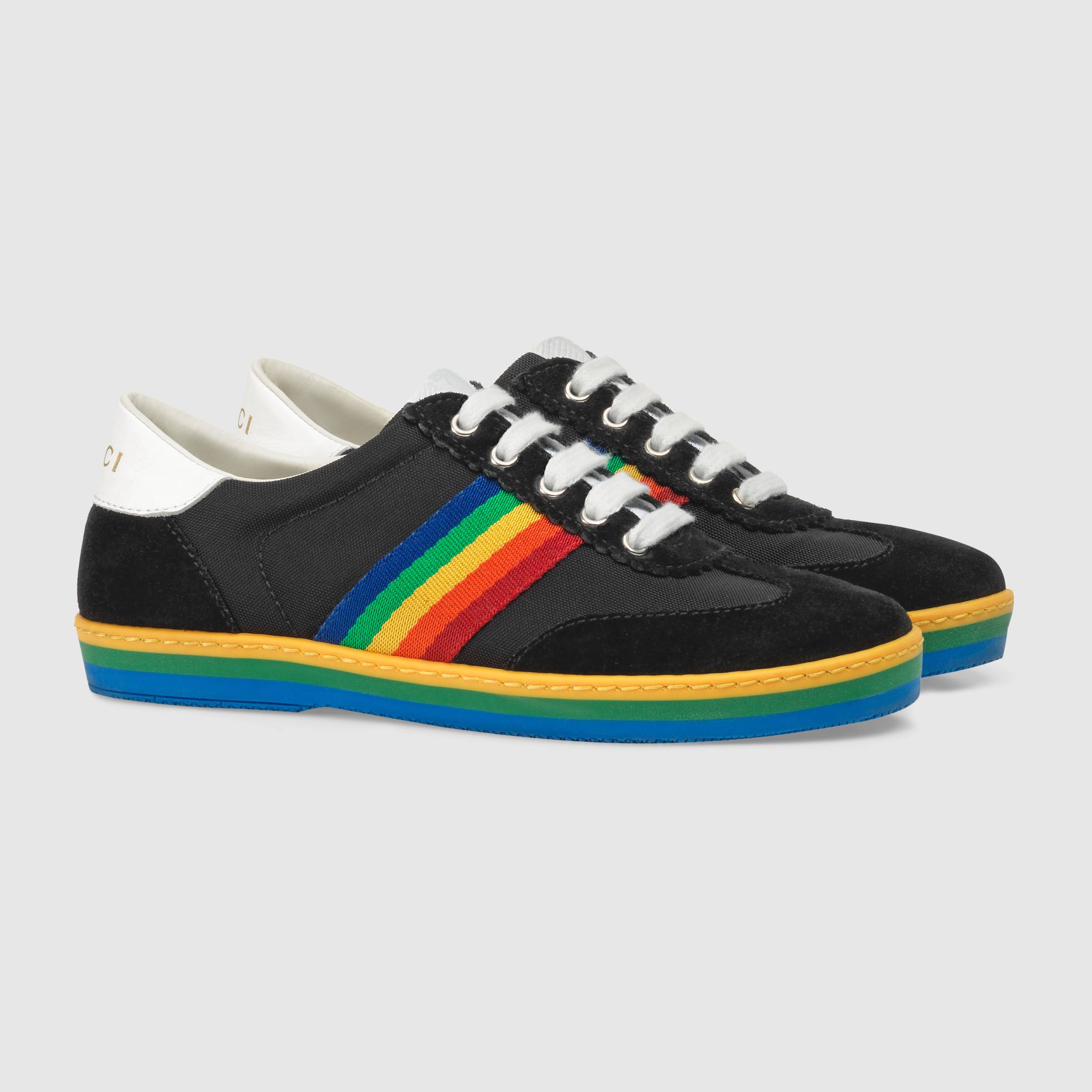 Boys Black & Chromatic Stripes Shoes