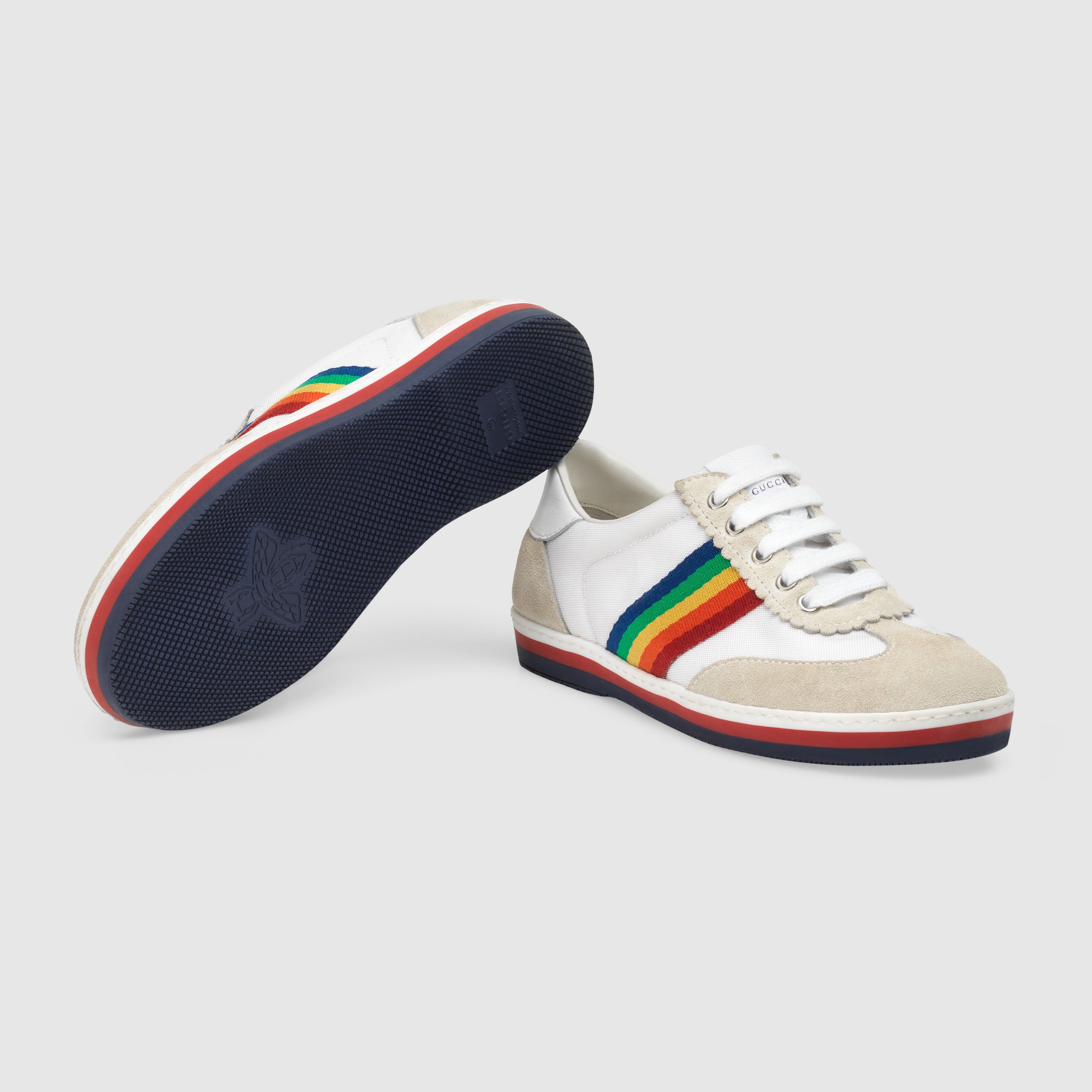 Boys and Girls White & Chromatic Stripes Shoes