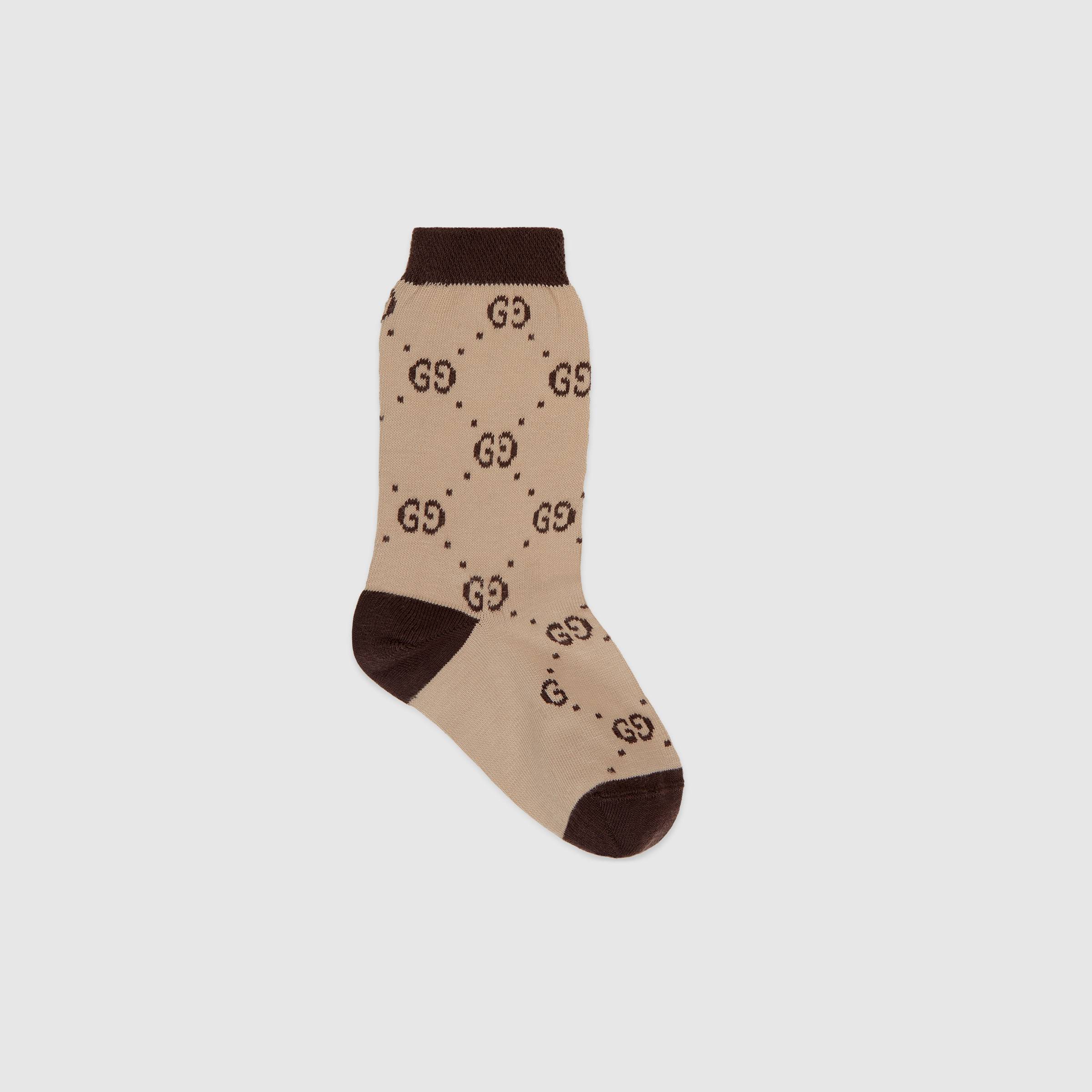 Boys & Girls Brown "GG" Cotton Socks