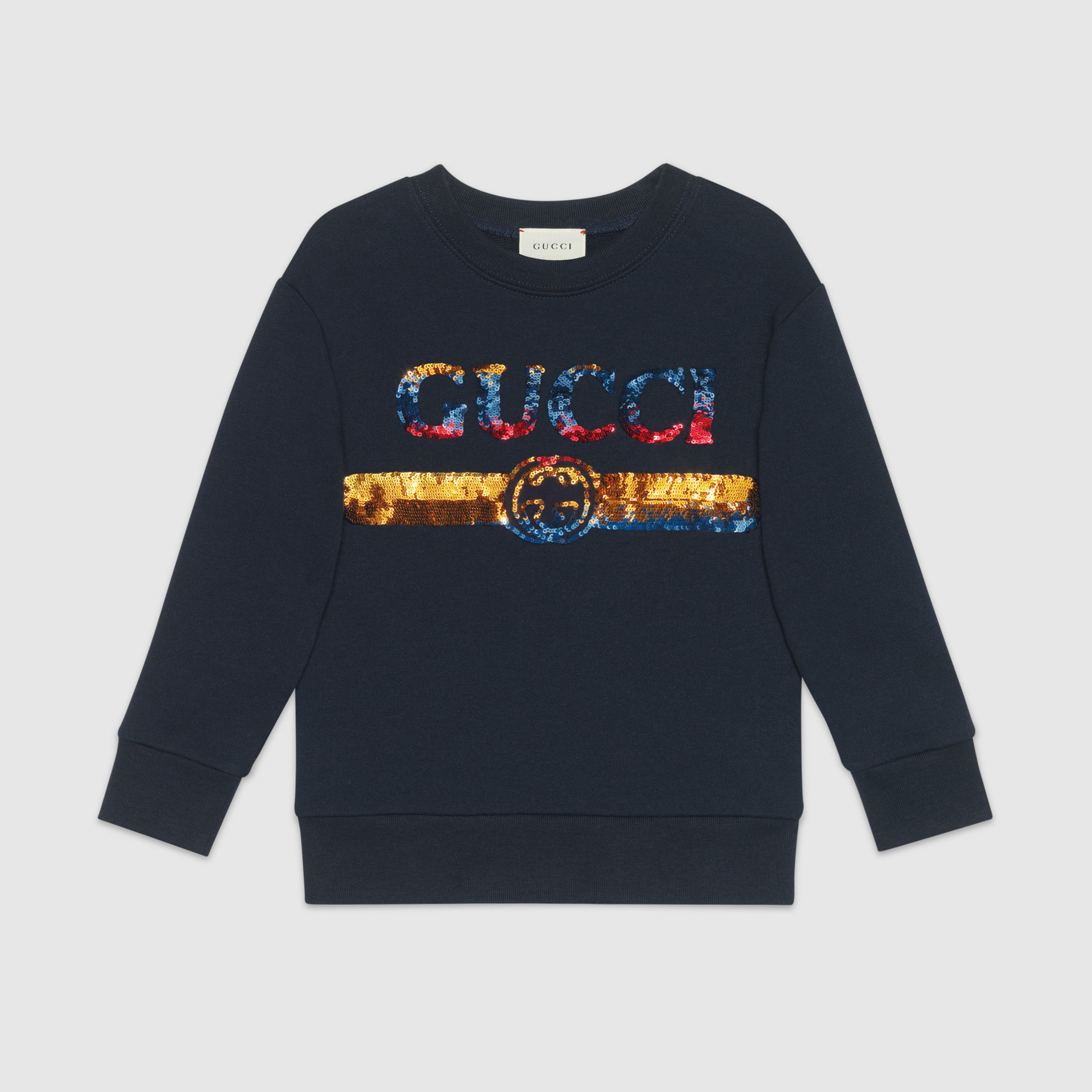 Boys Dark Blue Logo Cotton Sweatshirt