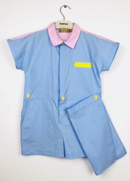 Girls Blue Cotton Jumpsuit