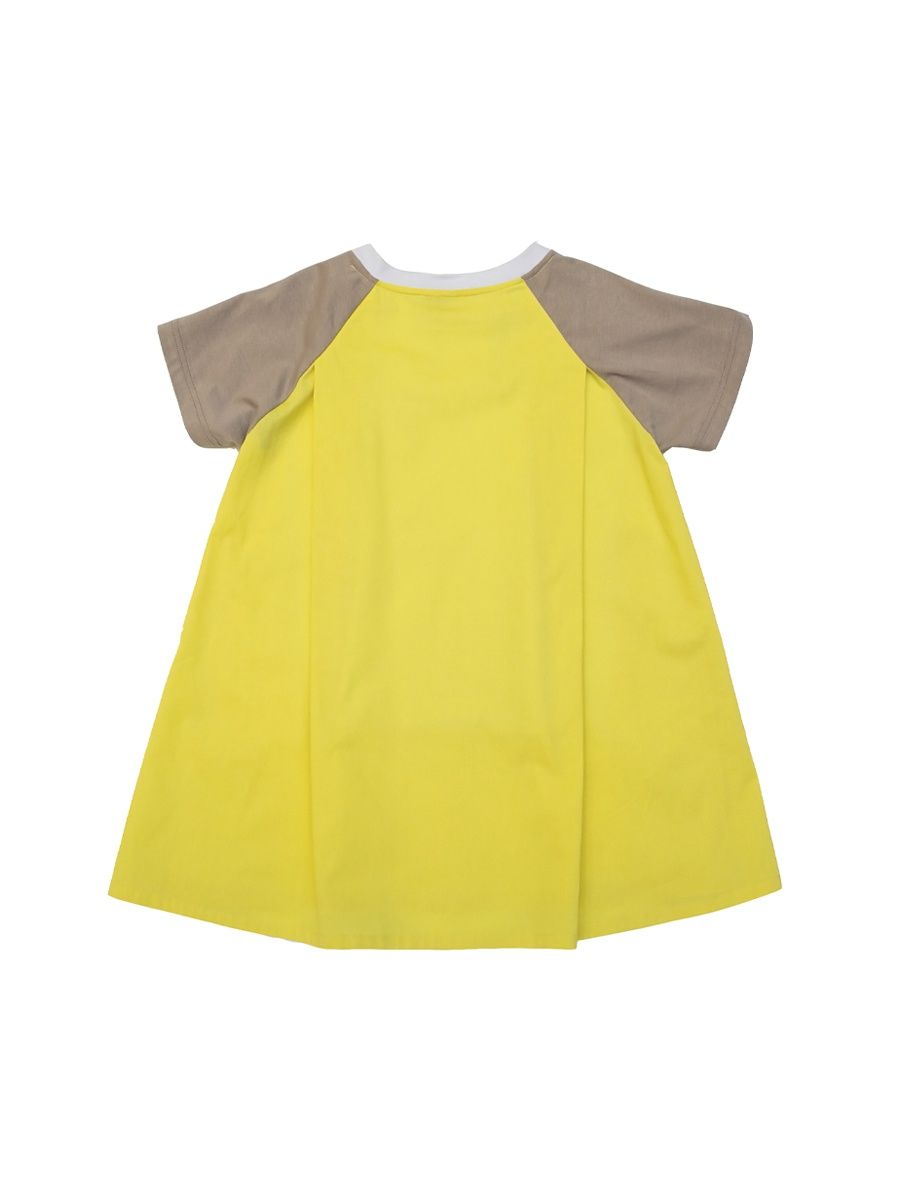 Girls White & Yellow Cotton Dress