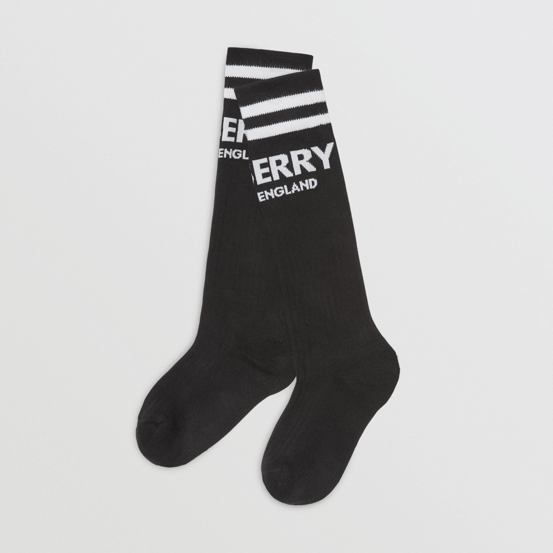 Boys & Girls Black Logo Cotton Socks