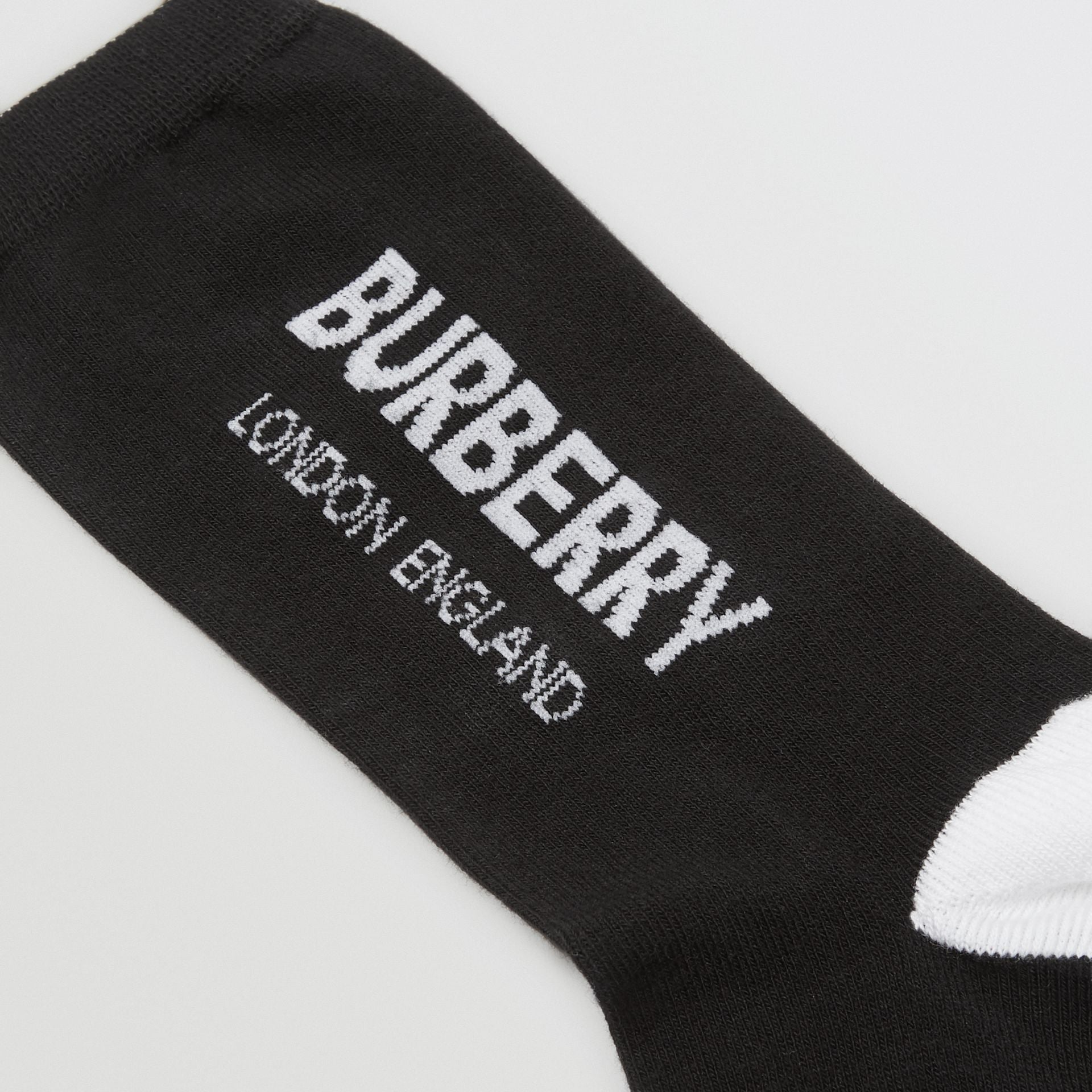 Boys & Girls Black Logo Cotton Socks