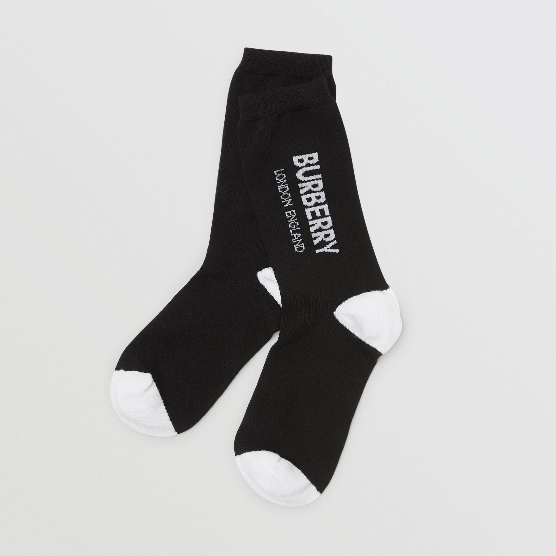 Boys & Girls Black Logo Cotton Socks