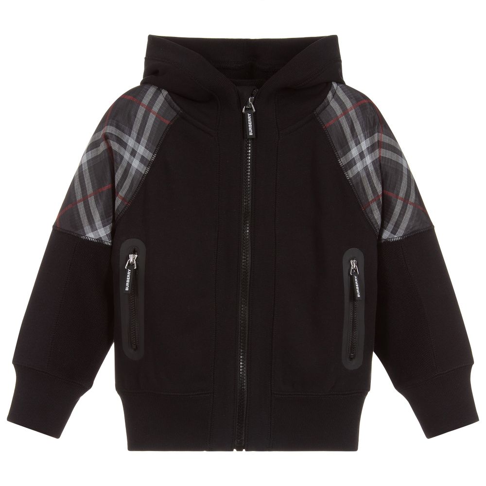 Boys Black Zip Cotton Coat