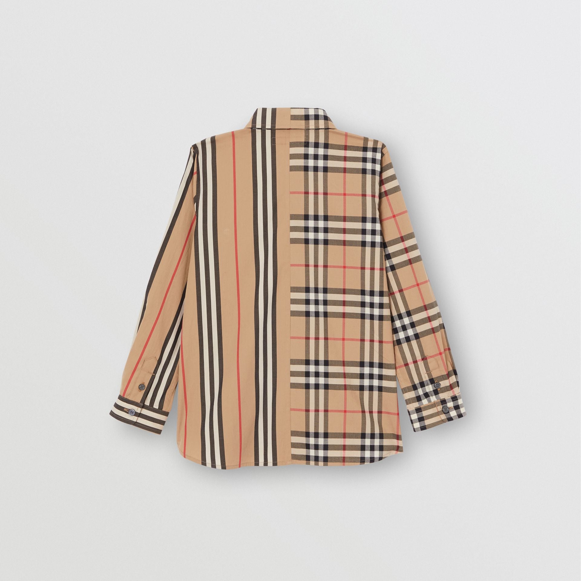 Boys Beige Check Cotton Shirt