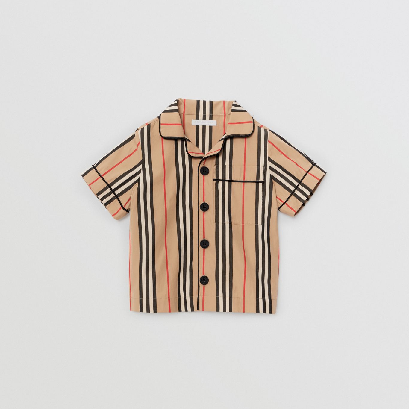 Boys Archive Beige Stripes Cotton Shirt