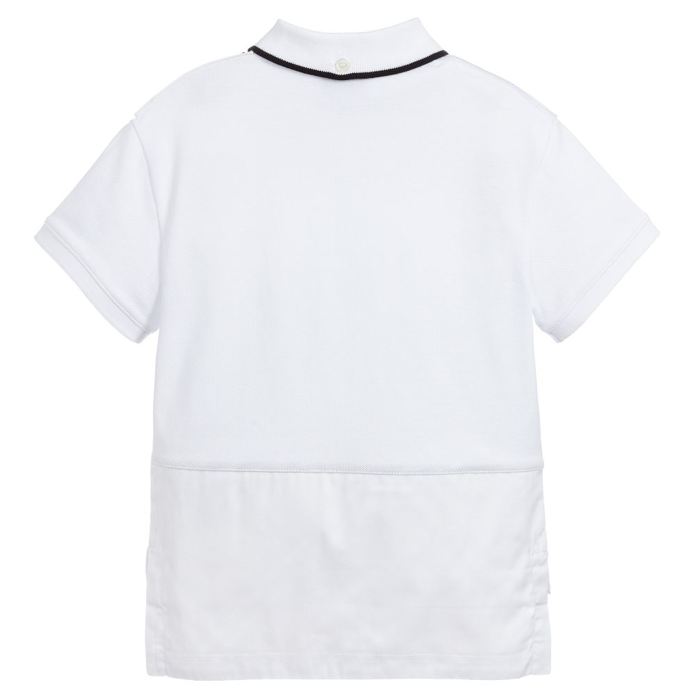 Boys White Cotton Polo Shirt