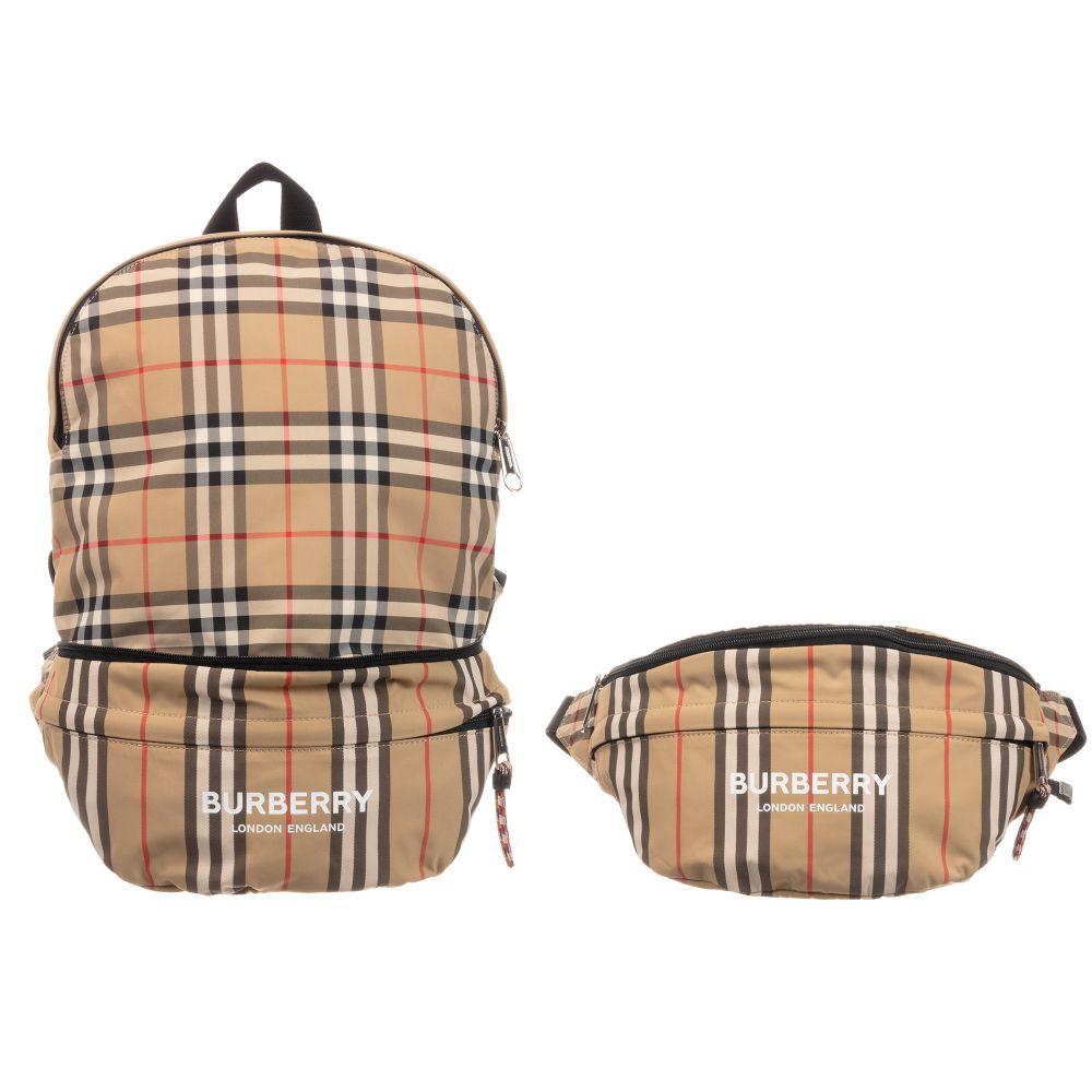 Boys & Girls Beige Check Bag (42cm)