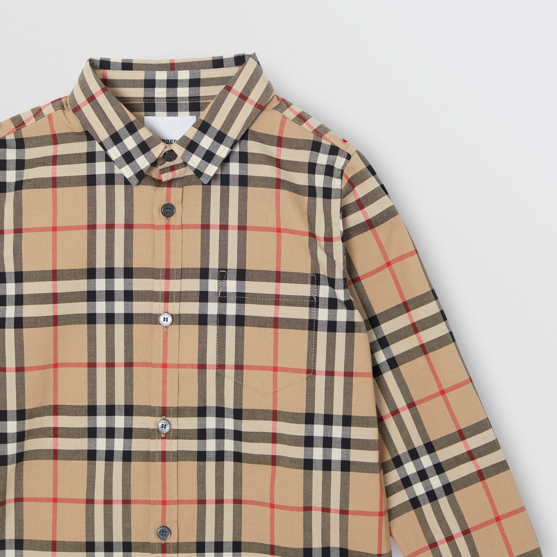 Boys Beige Check Cotton Shirt