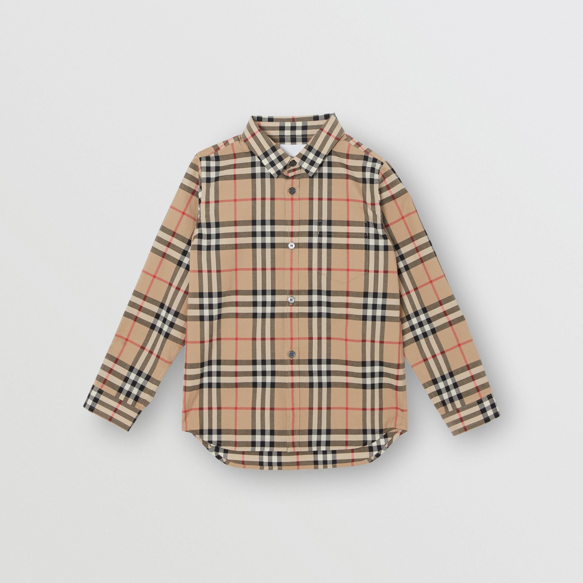 Boys Beige Check Cotton Shirt