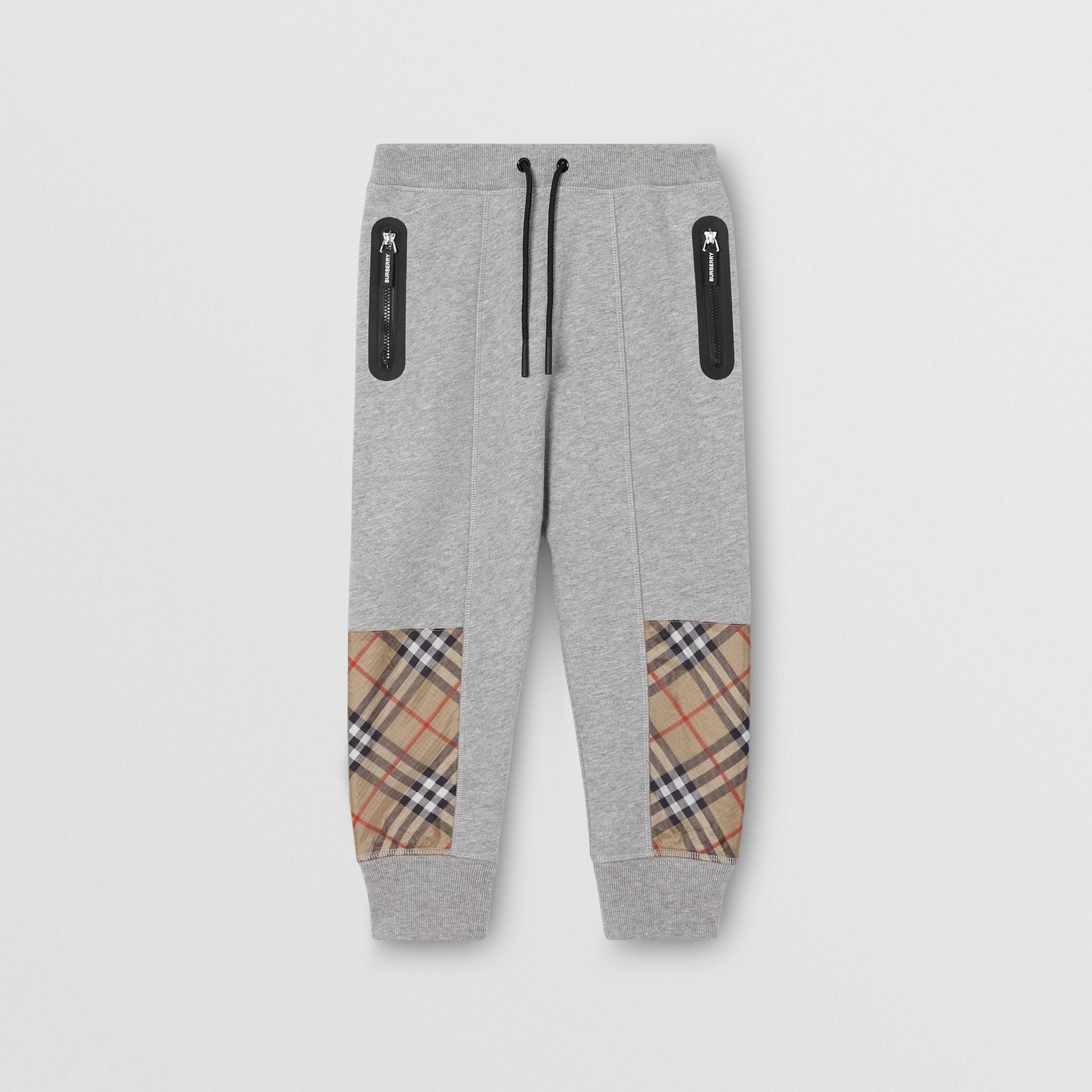 Boys Grey & Check Cotton Trousers