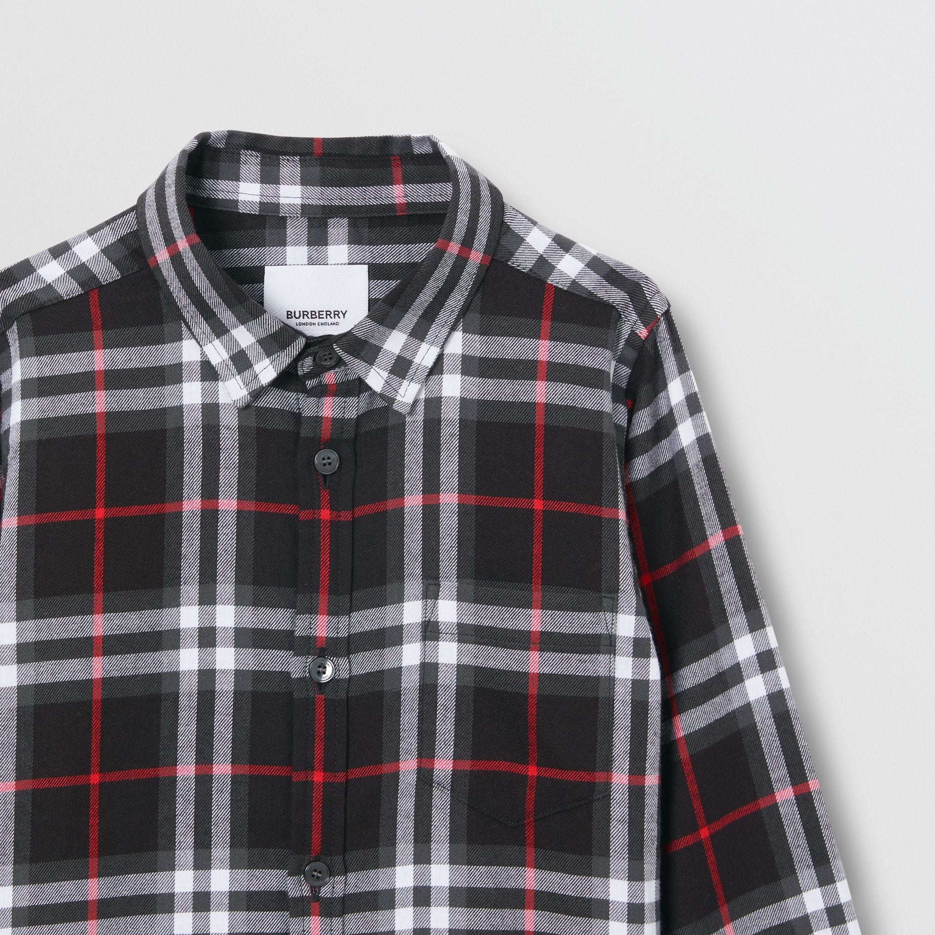 Boys Black Check Cotton Shirt