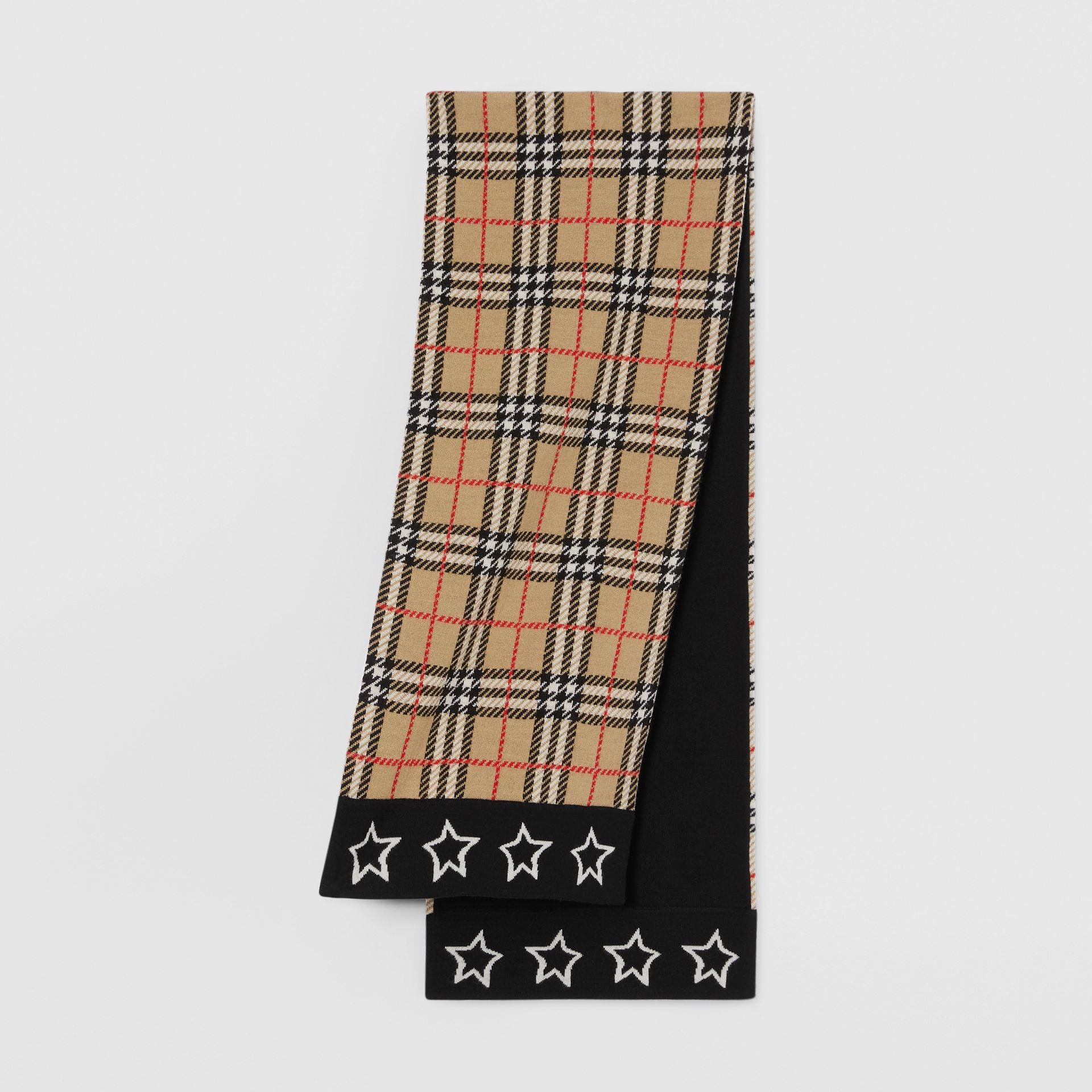 Boys & Girls Archive Beige Check Merino Wool Scarf (128 x 25CM)