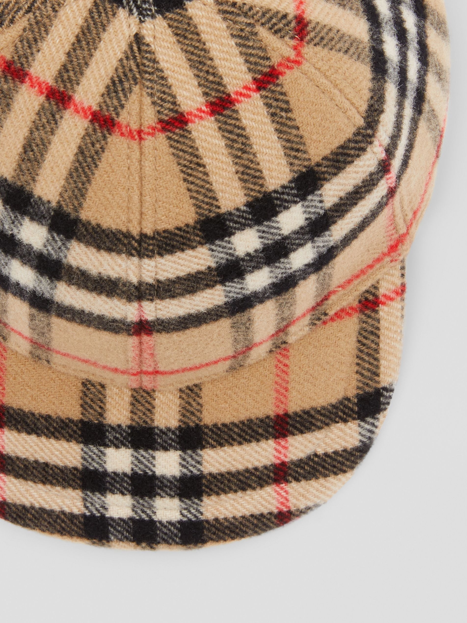 Boys & Girls Archive Beige Check Wool Hat