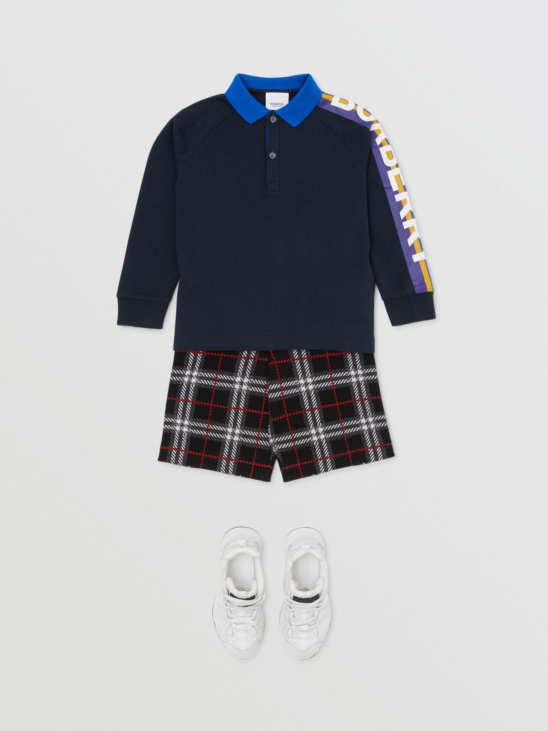 Boys Navy Logo Cotton Polo Shirt