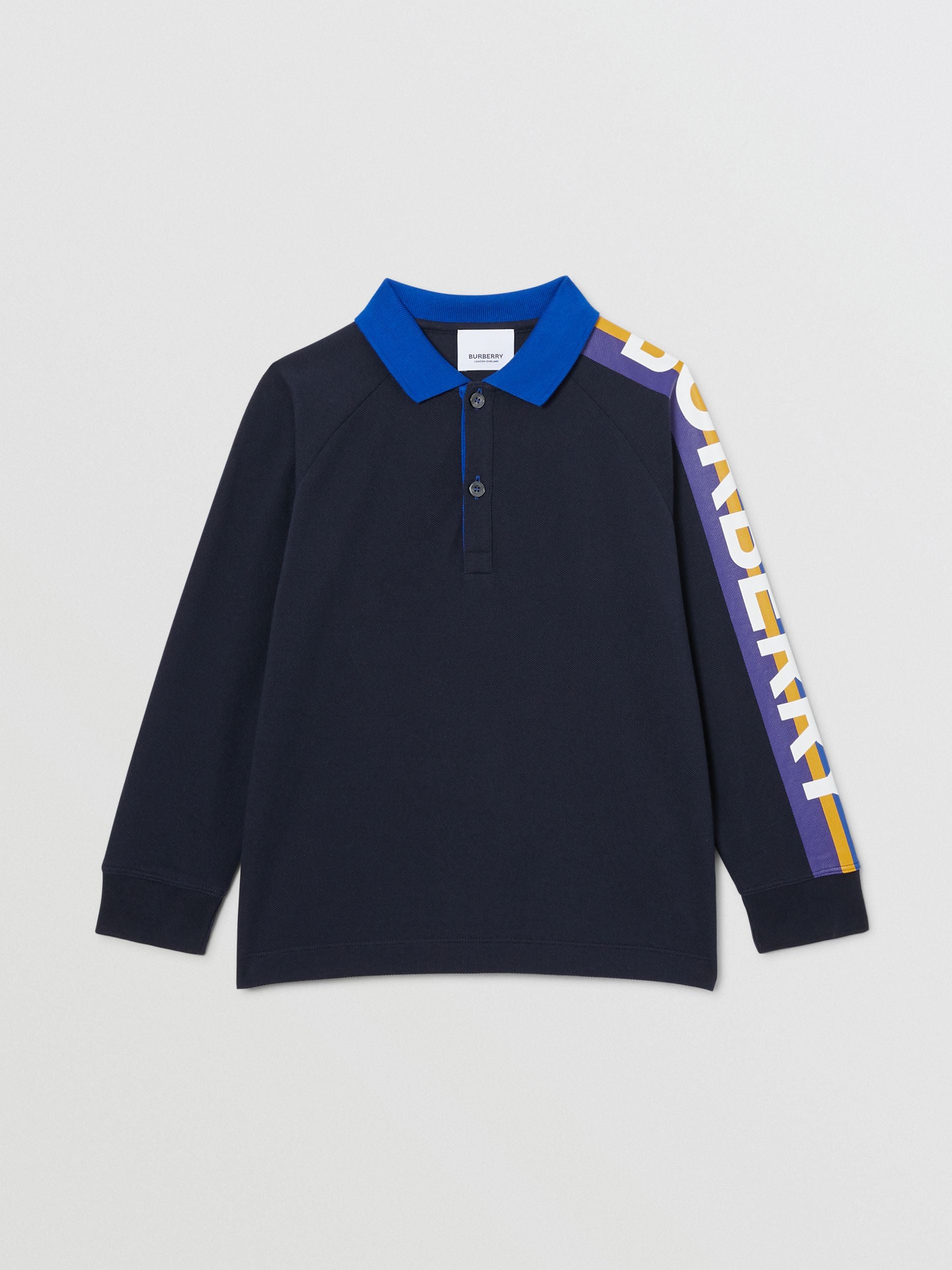 Boys Navy Logo Cotton Polo Shirt