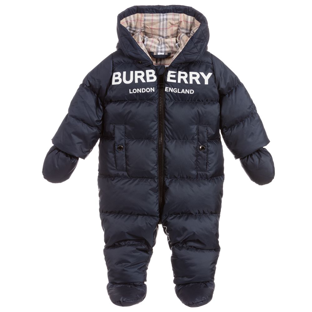 Baby Boys Navy Logo Snowsuit