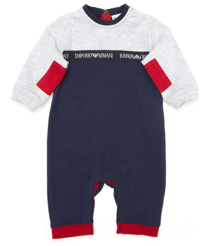 Baby Boys Blue Cotton Babysuit