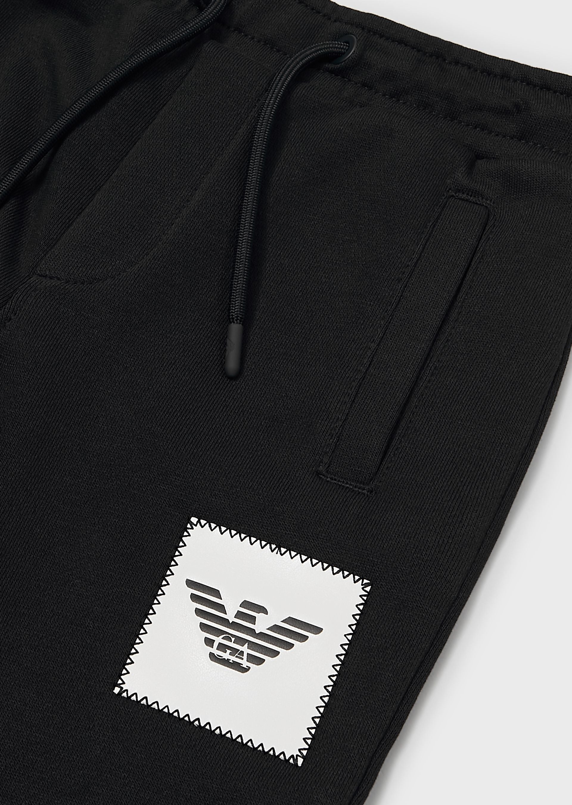 Boys Black Logo Cotton Trousers