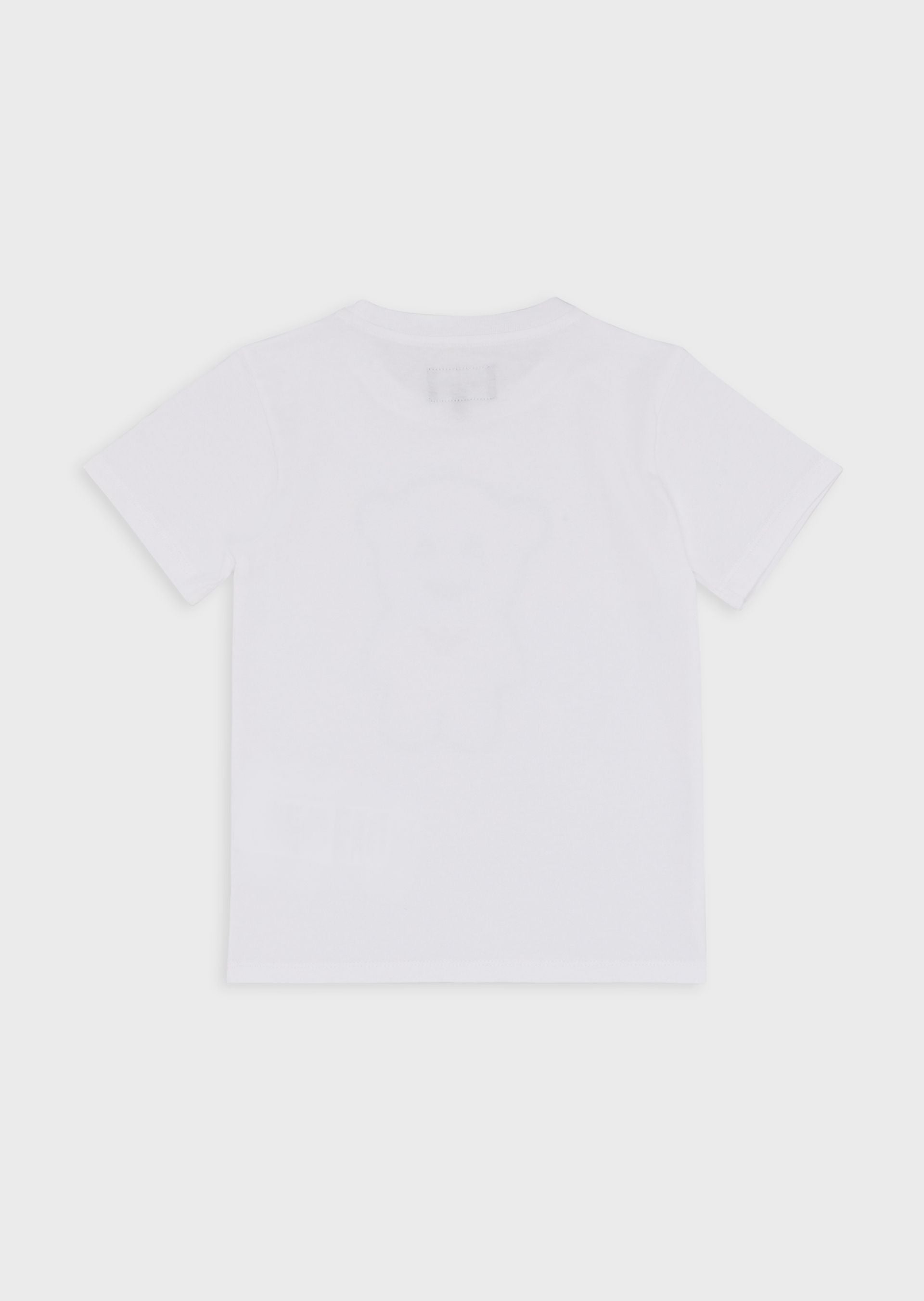 Boys White Printed Cotton T-shirt