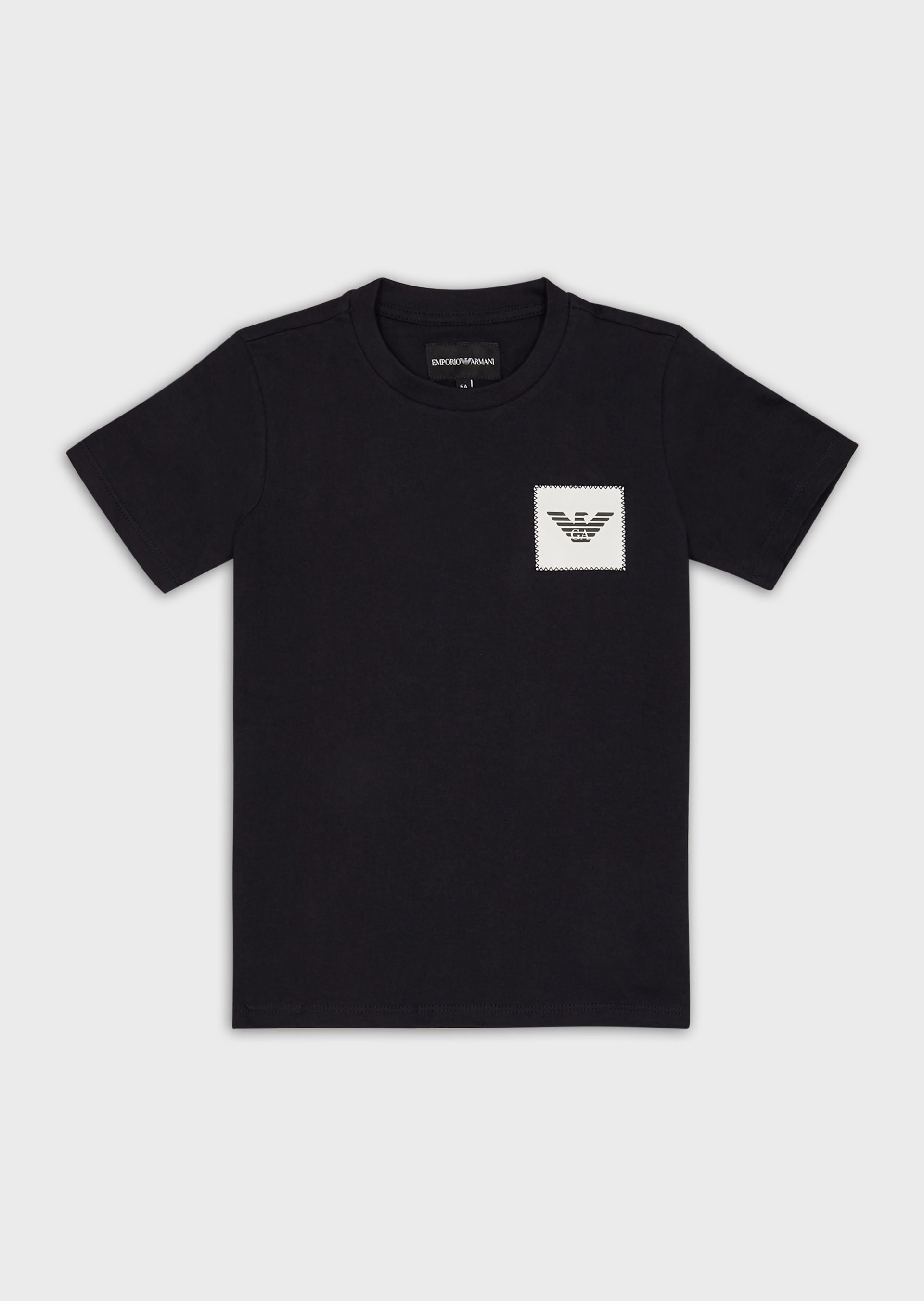 Boys Black Logo Cotton T-shirt