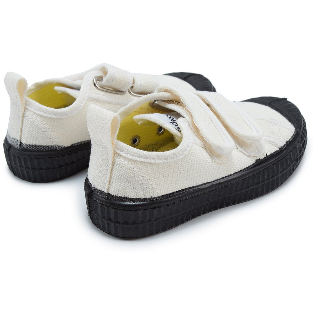 Boys White & Black Velcro Shoes