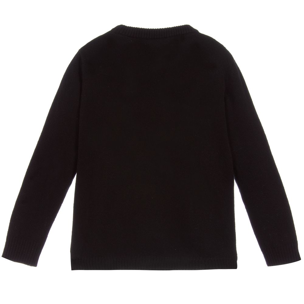 Boys & Girls Black Logo Wool Sweater