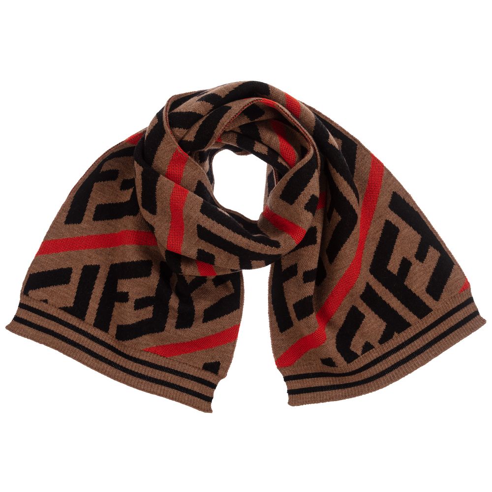 Boys & Girls Brown FF Logo Scarf (126cm)