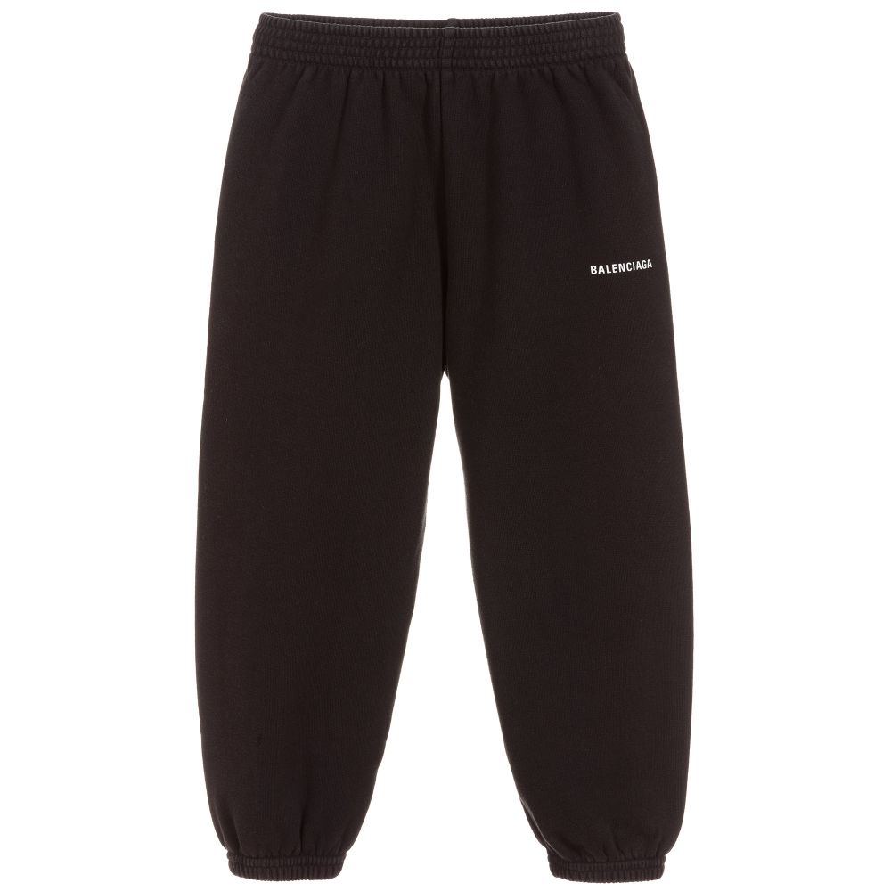 Boys & Girls Black Cotton Jersey Trousers