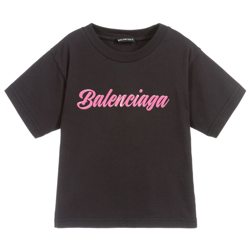 Boys & Girls Black Logo Cotton T-shirt