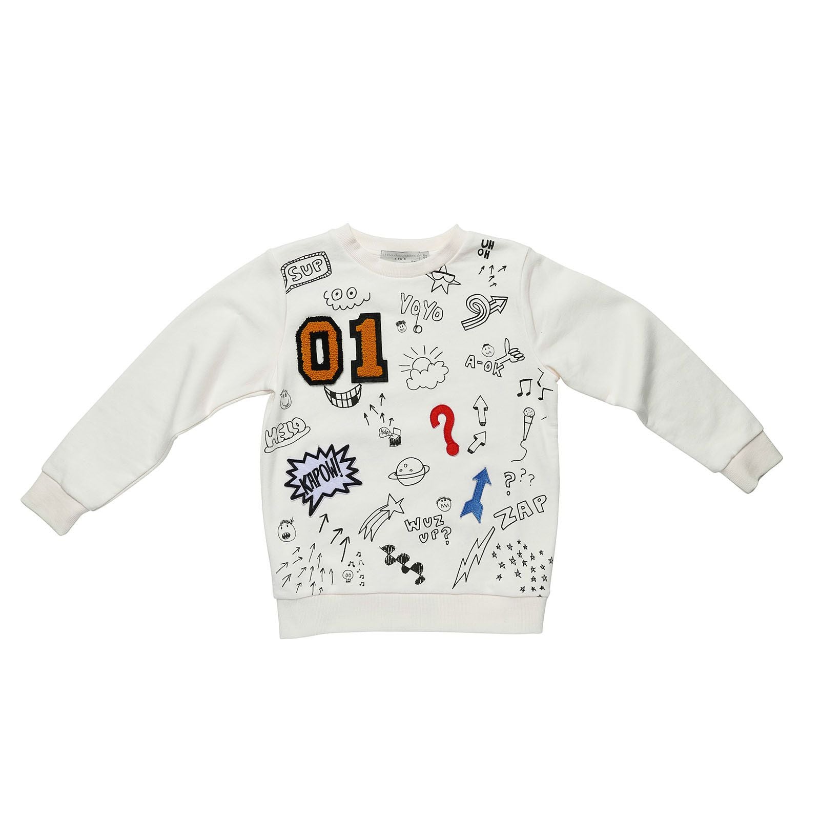 Boys White Cotton Sweatshirt With Different Types Graph Print - CÉMAROSE | Children's Fashion Store