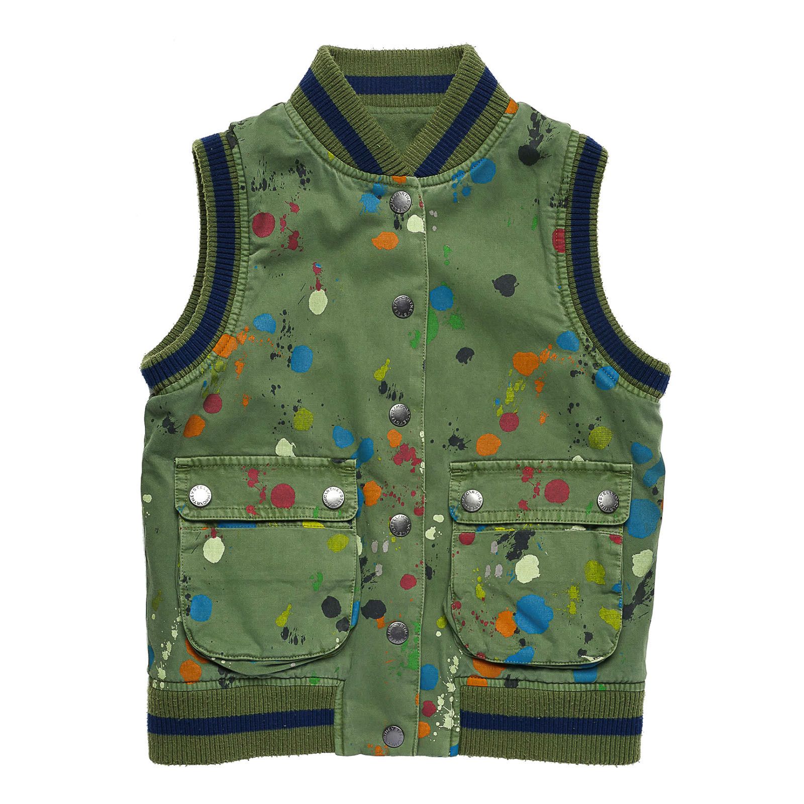 Boys Green Cotton Sleeveless Jacket With Spot Print Trims - CÉMAROSE | Children's Fashion Store