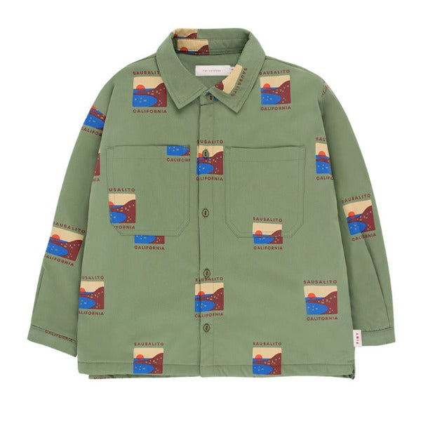 Boys & Girls Green Printing Cotton Shirt