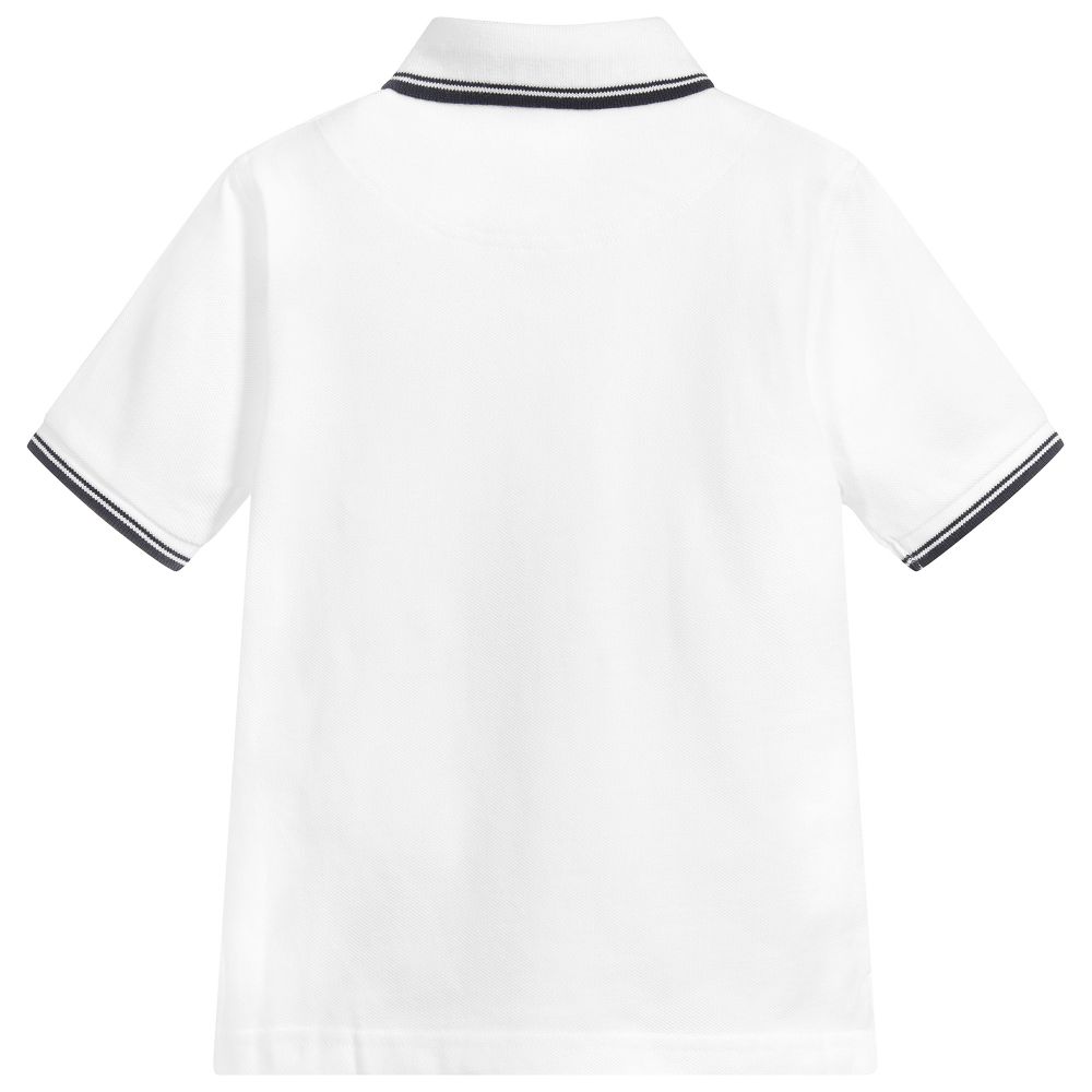 Boys White Cotton Polo Shirt