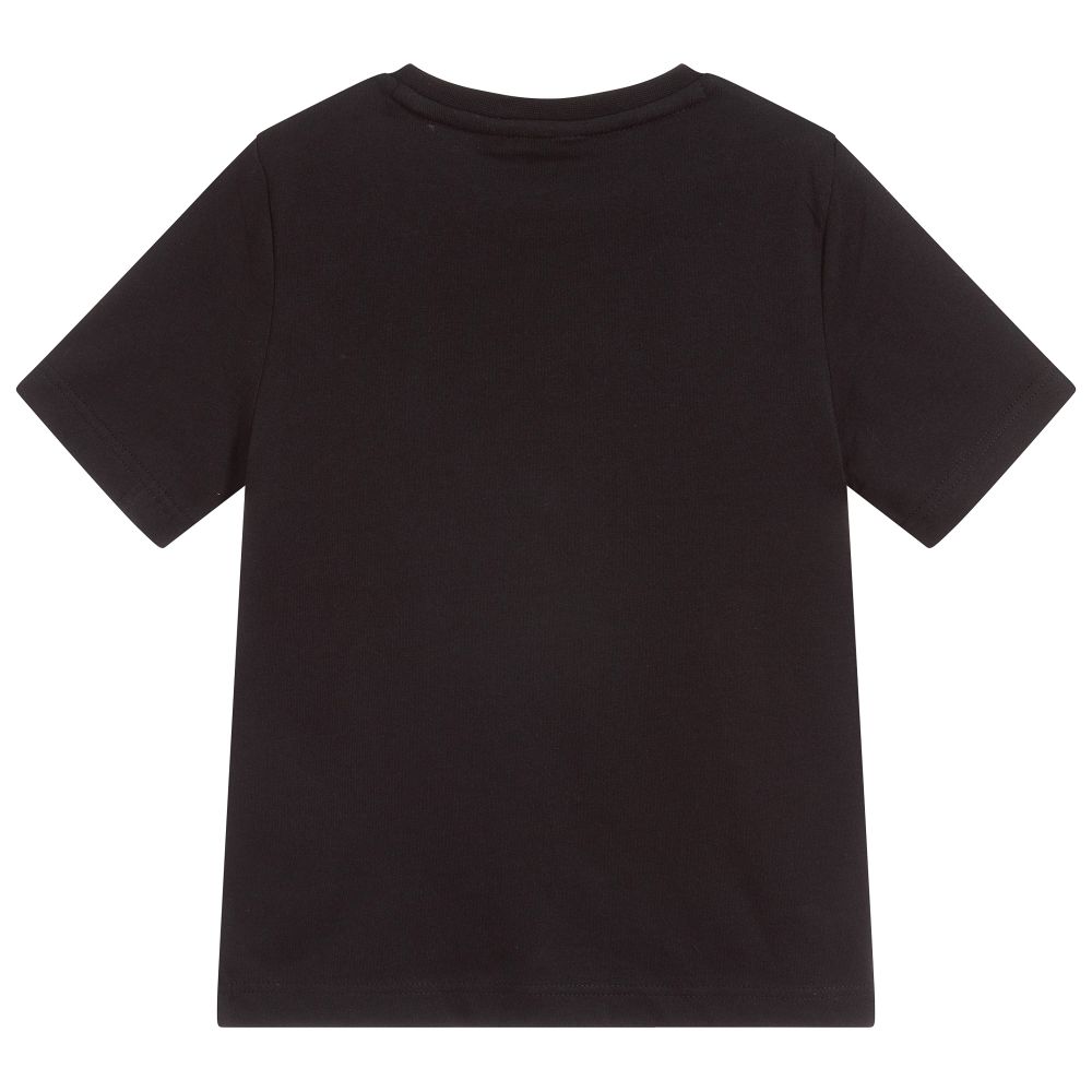 Boys Black Logo Cotton T-shirt