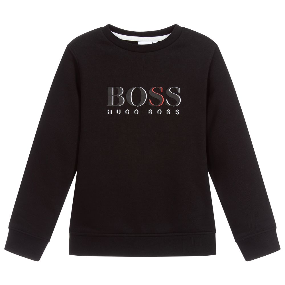 Boys Black Logo Cotton Sweatshirt