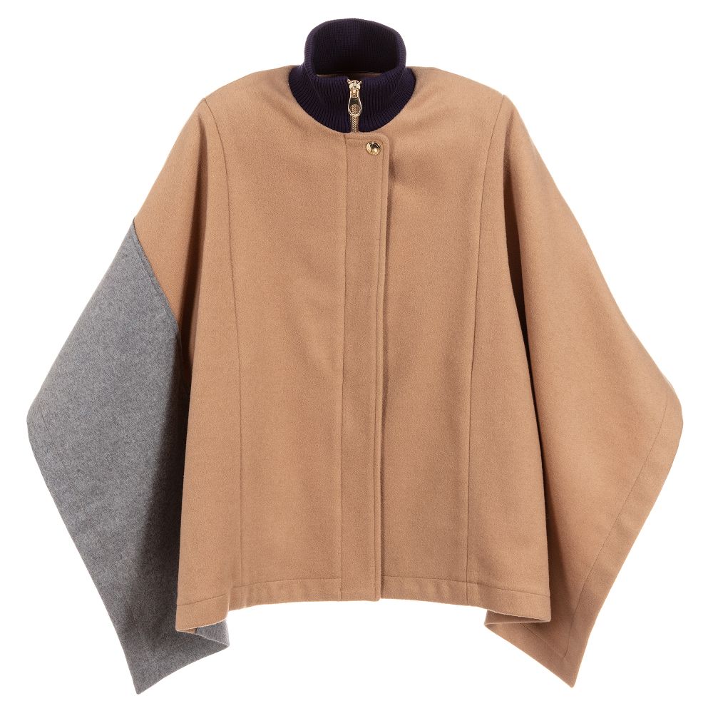 Girls Beige Wool Cape