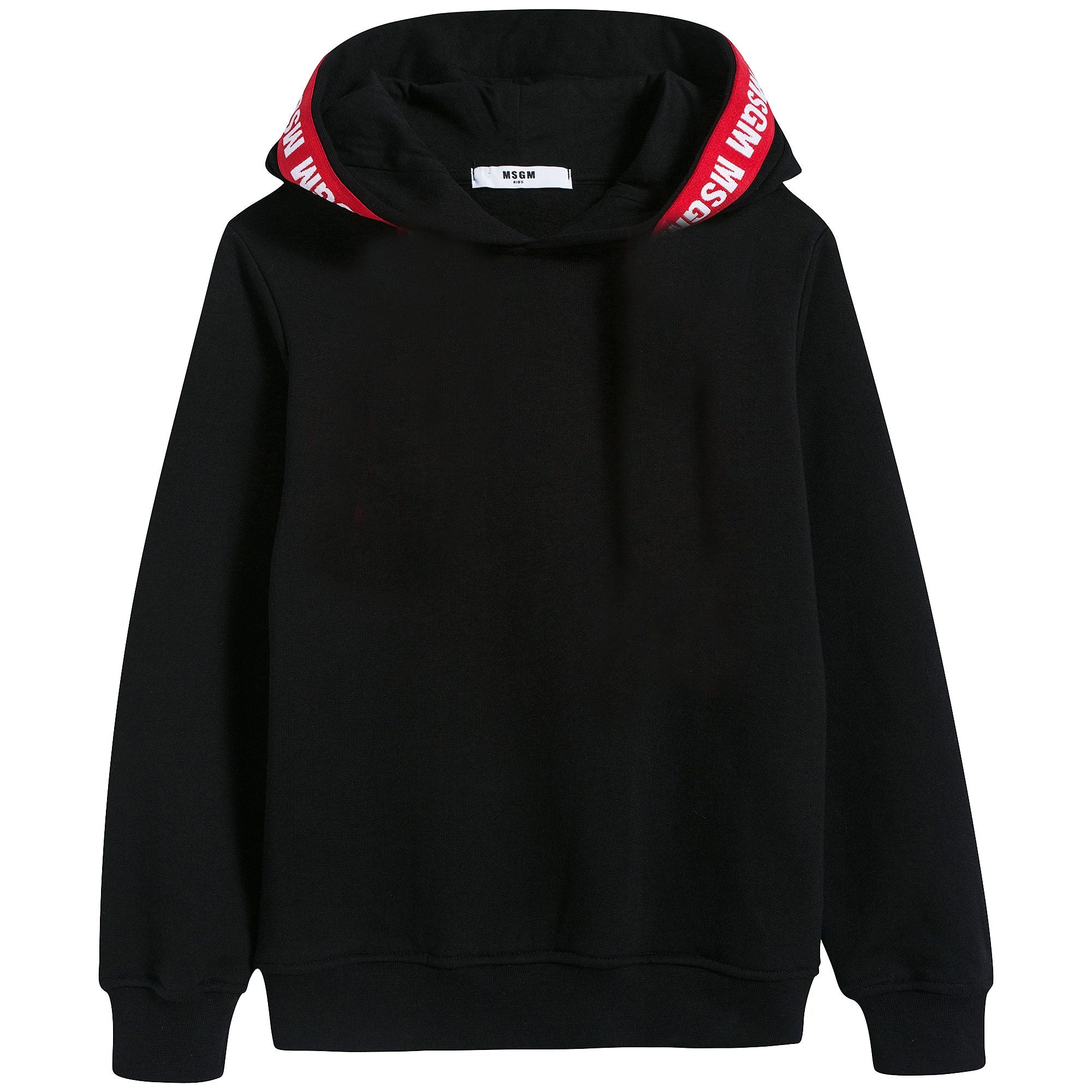 Boys Black Cotton Hooded Sweatshirt